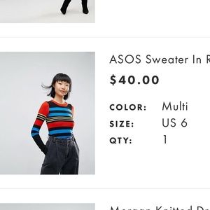 ASOS Knitted Sweater Top | Size US 6 | Stripes